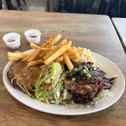 Big Island Kona Mix Plate - Hamburger steak, pork, kalbi