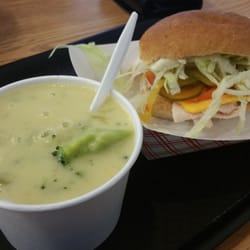 Piping Kettle Soup Company - Broccoli and cheddar soup and a small turkey sandwich combo.