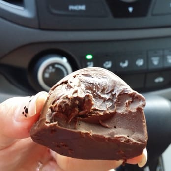 Temptations Chocolate Factory - Inside Dark Ganache truffle - of the two, I like this one the most. Right amount of bitter cacao & ganache was smooth & creamy. - Desserts Near Me - Alhambra, California Temptations Chocolate Factory - Inside Dark Ganache truffle - of the two, I like this one the most. Right amount of bitter cacao & ganache was smooth & creamy. - Desserts Near Me - Alhambra, California