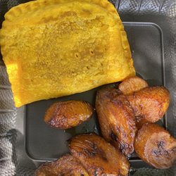 Jamaican Kitchen - Meat pie and the plantains that came as side.