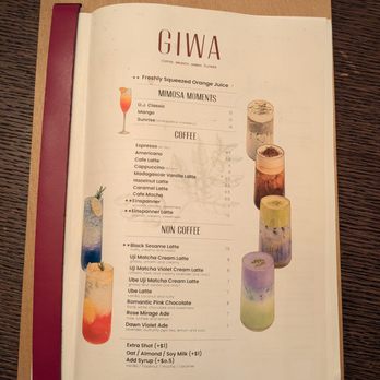 GIWA - Drink Menu (May 2026) - Breakfast & Brunch Near Me - Santa Clara, California