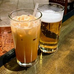 L to R: Thai Tea, Ichiban Beer L to R: Thai Tea, Ichiban Beer