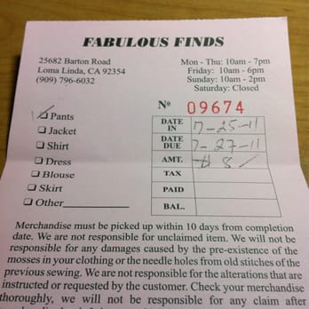 Fabulous Finds - 2-day turn-around for only $8! - Sewing & Alterations Near Me - Loma Linda, California Fabulous Finds - 2-day turn-around for only $8! - Sewing & Alterations Near Me - Loma Linda, California
