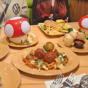 Toadstool Cafe - Desserts were yummy. Soups came in a souvenir mushroom bowl - Cafes Near Me - Universal City, California