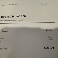 Bodas California - First part of the payment.