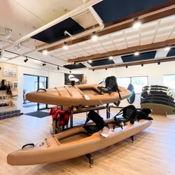 Paddle North - Inflatable kayaks on display at Paddle North HQ.