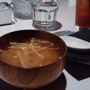 Eastern Peak - full cup of miso with itty bitty mushrooms - Asian Fusion Near Me - Nashville, Tennessee