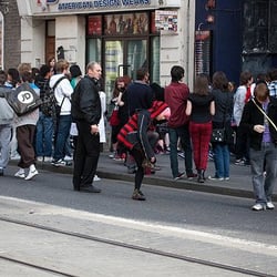 The Academy - A load of emos outside The Academy. Notice knacks with JD Sports bags to left of frame.