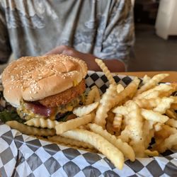 Toni's - Western burger with fries.