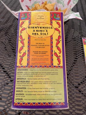 Menu photo 1 Nino's Del Sol Alamosa, CO Menu photo 1 Nino's Del Sol Alamosa, CO