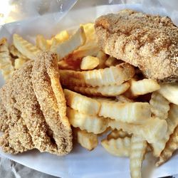 Joshua's Gulfport Seafood - Cornmeal battered fish and fries