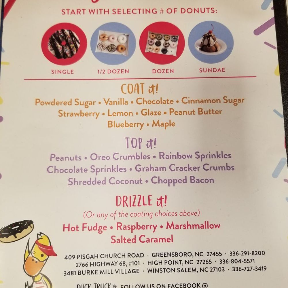 Duck Donuts - Menu - Donuts Near Me - Greensboro, North Carolina Duck Donuts - Menu - Donuts Near Me - Greensboro, North Carolina
