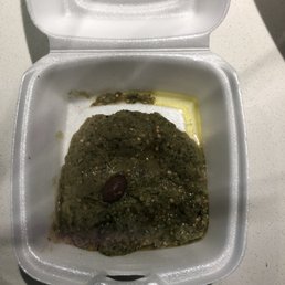 This is what $6 of, "baba ganoush" looks like. Tasted more like pesto. This is what $6 of, "baba ganoush" looks like. Tasted more like pesto.