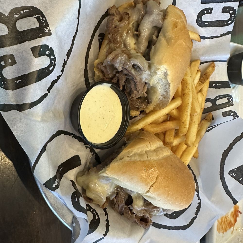 Prime rib, French dip sandwich