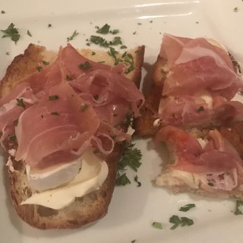 Bruschetta Francesca - Brie and gruyere bruschetta with prosciutto - Italian Near Me - Key West, Florida