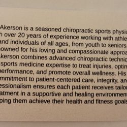Akerson's Sports Chiropractic - Business card