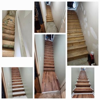 Nordmen Services - Recently removed carpet and pad..finished stairs with new flooring and trim...also repaired walls and applied new paint - Handyman Near Me - Pinckney, Michigan Nordmen Services - Recently removed carpet and pad..finished stairs with new flooring and trim...also repaired walls and applied new paint - Handyman Near Me - Pinckney, Michigan