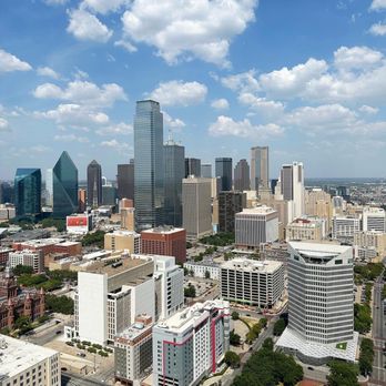 Reunion Tower - A panoramic view of Dallas from the GeO-Deck (470 feet from the ground) atop the Reunion Tower also Known locally as "The Ball" - Landmarks & Historical Buildings Near Me - Dallas, Texas