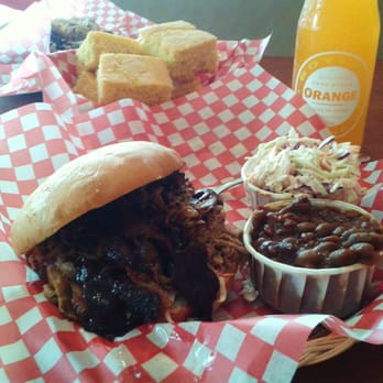 Memphis Blues - Pulled pork sandwich meal with cornbread. - Barbeque Near Me - Vancouver, British Columbia