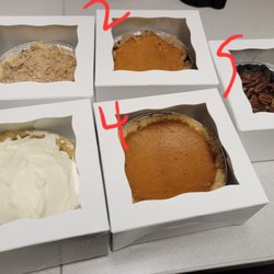 1 - Dutch apple 2 - Sweet Potato 3- Banana Cream 4- Maple Pumpkin 5 - Pecan