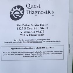 Quest Diagnostics - Closed with no notification or heads up. Took the morning off work and need to do it again now.