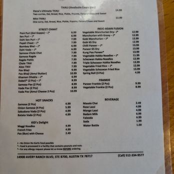 Dana Foods - Menu - Indian Near Me - Austin, Texas
