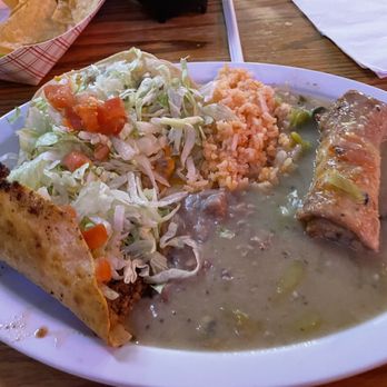 Mexico City Restaurant & Lounge - 1 Beef Fried Taco, Bean Tostada, and a Chile Relleno - Mexican Near Me - Denver, Colorado Mexico City Restaurant & Lounge - 1 Beef Fried Taco, Bean Tostada, and a Chile Relleno - Mexican Near Me - Denver, Colorado