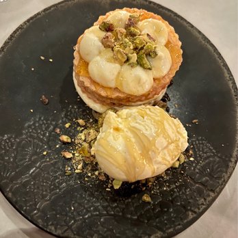 Krasi - Galaktoboureko Napoleon dessert - Mediterranean Near Me - Boston, Massachusetts Krasi - Galaktoboureko Napoleon dessert - Mediterranean Near Me - Boston, Massachusetts