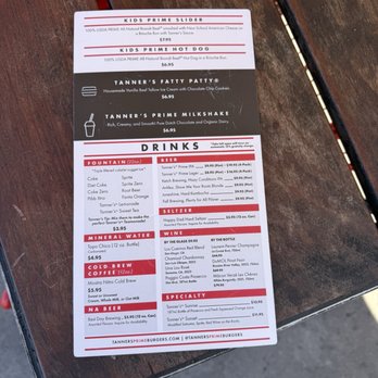 Tanner’s Prime Burgers - Menu - Burgers Near Me - Oceanside, California