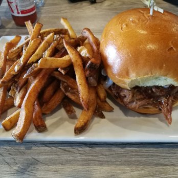 Della J's Delectables - BBQ pulled pork sandwich with coleslaw and fries - Southern Near Me - Alexandria, Virginia Della J's Delectables - BBQ pulled pork sandwich with coleslaw and fries - Southern Near Me - Alexandria, Virginia