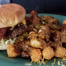 Elaine's Main Street Grill - Golden Arrow Burger and Chili Cheese Tots!