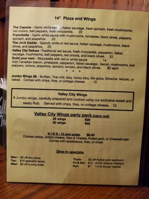 Menu photo 6 Valley Inn Ale House Pleasant Valley, IA