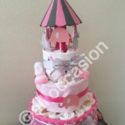 Ultimate 3 tier carousel diaper cake.