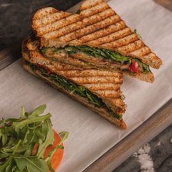 Euphoria Coffee - Pesto Chicken Panini on a Multi-Grain