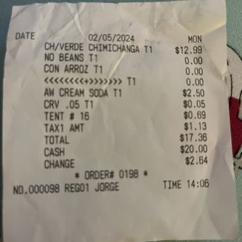 Somis Cafe & Market - Receipt shows a .69 charge for what?  I paid in cash. - Mexican Near Me - Somis, California