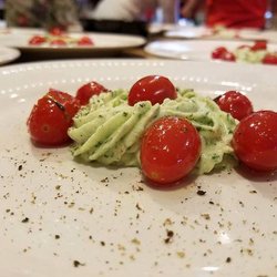 Chef Valerio Castellano - Basil Mousse Caprese with Baked Cherrie Tomatoes