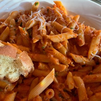 La Lanterna Cafe and Grill - Penne alla vodka, no meat with delicious capers. The bread is fresh and hot. - Seafood Near Me - Ridgewood, New Jersey