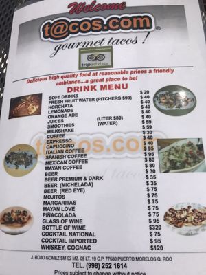 Menu photo 8 T@cos.com Puerto Morelos, ROO
