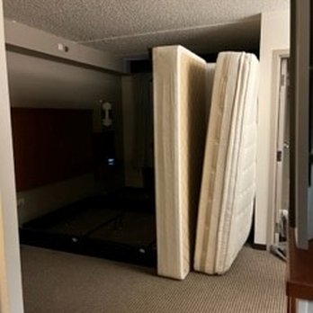 Hyatt Place Dallas/Plano - Room # 1 - Walked in our room and found the king size mattress and box spring upright - Hotels Near Me - Plano, Texas