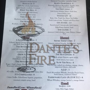 Dante's Fire - The salmon was great. I highly recommend this place. The staff is awesome. The drinks were great and the service was perfect! Ask for Jeff! - Cocktail Bars Near Me - Tucson, Arizona Dante's Fire - The salmon was great. I highly recommend this place. The staff is awesome. The drinks were great and the service was perfect! Ask for Jeff! - Cocktail Bars Near Me - Tucson, Arizona