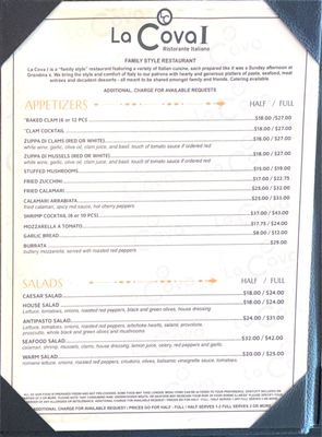 Menu photo 4 La Cova Port Jefferson, NY