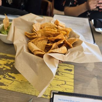 Pez Cantina - Chips. Too thick, but seasoned well. - Seafood Near Me - Los Angeles, California Pez Cantina - Chips. Too thick, but seasoned well. - Seafood Near Me - Los Angeles, California