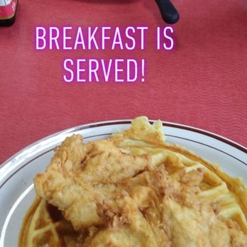 Cafe USA - Chicken and Waffles for me and steak and eggs for my Breakfast date. - Cafes Near Me - Sapulpa, Oklahoma