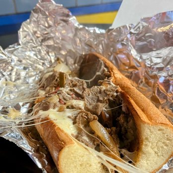 Buster's Cheesesteak - Buster's Philly Cheesesteak Sandwich. Better when enjoyed on a freezing cold December night. - American Near Me - San Francisco, California Buster's Cheesesteak - Buster's Philly Cheesesteak Sandwich. Better when enjoyed on a freezing cold December night. - American Near Me - San Francisco, California