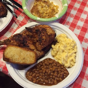 Back Alley BBQ - Chicken, baked beans, mac&cheese, corn pudding and fried corn bread. 10 out of 10! - Barbeque Near Me - Dickson, Tennessee Back Alley BBQ - Chicken, baked beans, mac&cheese, corn pudding and fried corn bread. 10 out of 10! - Barbeque Near Me - Dickson, Tennessee