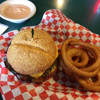 Alibi Pub and Eatery - a burger and onion rings - Pubs Near Me - Wilbur, Washington