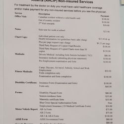 66th Medical Clinic - Price List