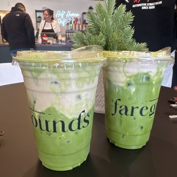 Faregrounds - Iced Matcha Latte with banana cream top - Sandwiches Near Me - Beverly Hills, California