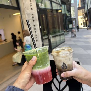 Milk Tea People - Strawberry Matcha + Hojicha Vanilla Sweet Cream - Tea Rooms Near Me - Denver, Colorado Milk Tea People - Strawberry Matcha + Hojicha Vanilla Sweet Cream - Tea Rooms Near Me - Denver, Colorado