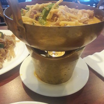 Pj's Thai - Duck curry with red sauce You can take you time and enjoy this dish as there is a small flame heating element under the bowl. - Thai Near Me - Savannah, Georgia Pj's Thai - Duck curry with red sauce You can take you time and enjoy this dish as there is a small flame heating element under the bowl. - Thai Near Me - Savannah, Georgia